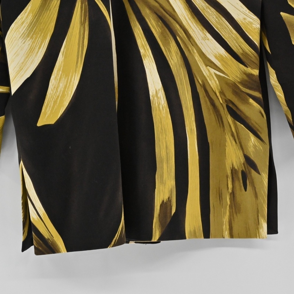 Linda Allard Ellen Tracy Tropical Blazer Womens Size 4 Black Gold Cotton Belted - Picture 15 of 16